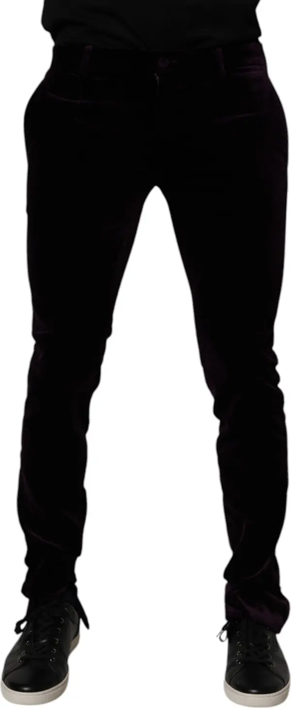 Violet Velvet Cotton Men Dress Formal Pants