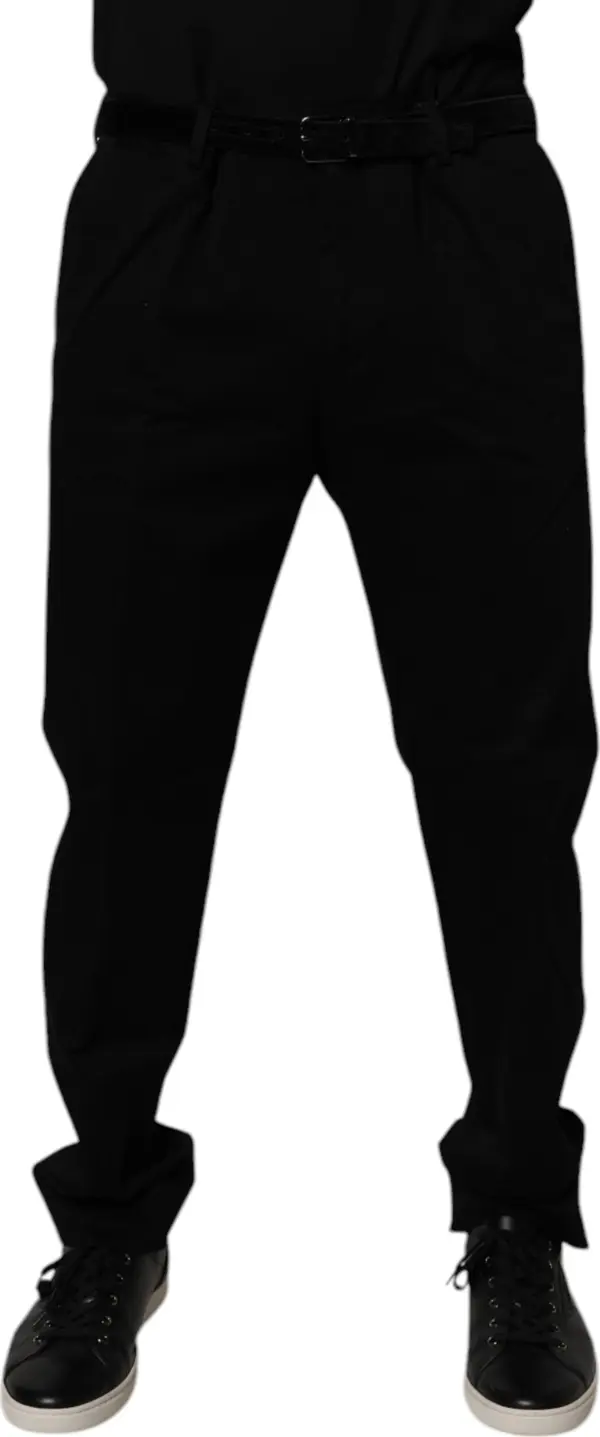 Black Cotton Men Skinny Dress Formal Pants