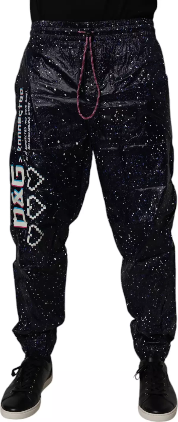 Dark Blue DG Game Print Cotton Jogger Pants