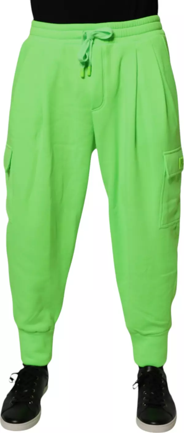 Neon Green Cargo Jogger Men Sweatpants Pants