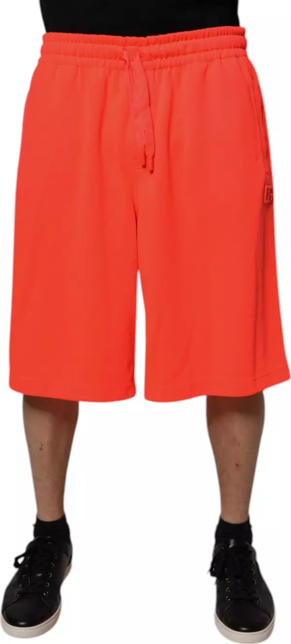 Red Polyester Mid Waist Men Bermuda Shorts