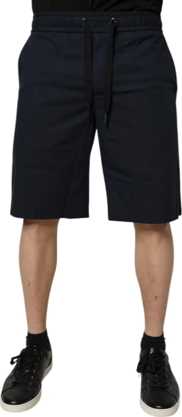 Dark Blue Cotton Bermuda Sweatshorts Shorts