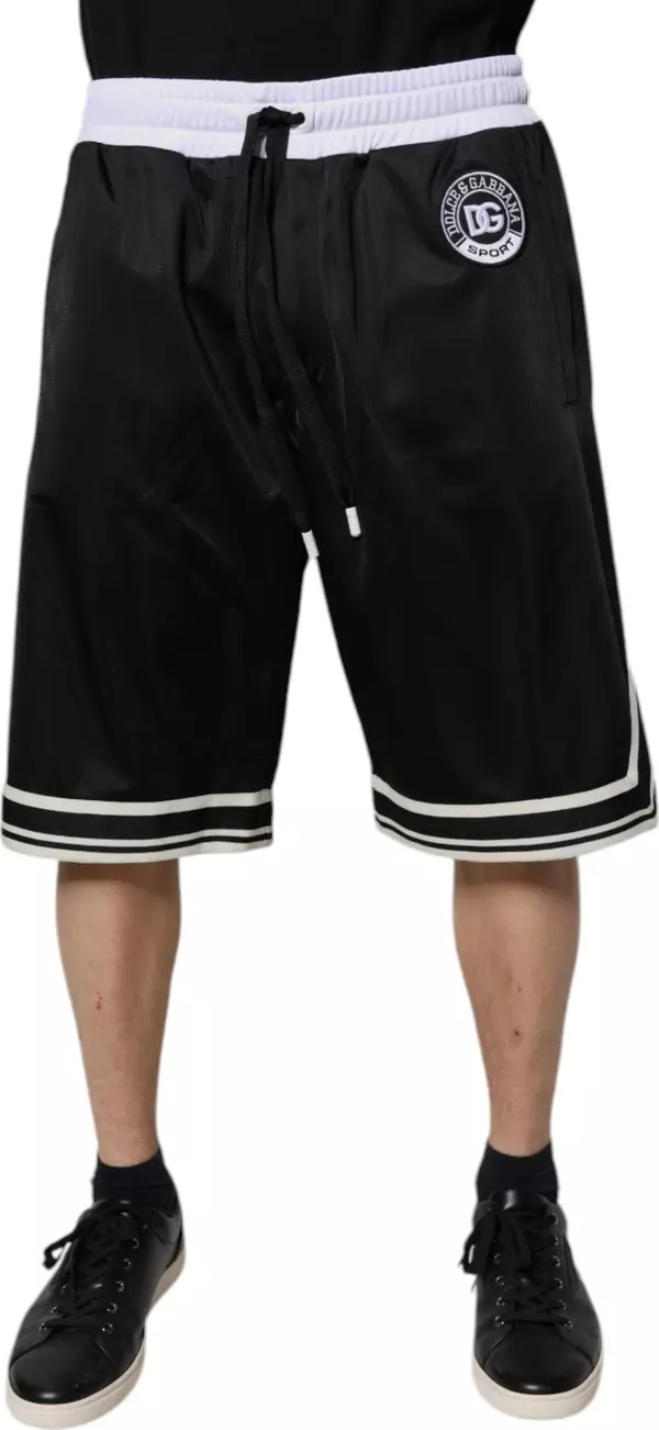 Black White Men Bermuda Sweatshorts Shorts