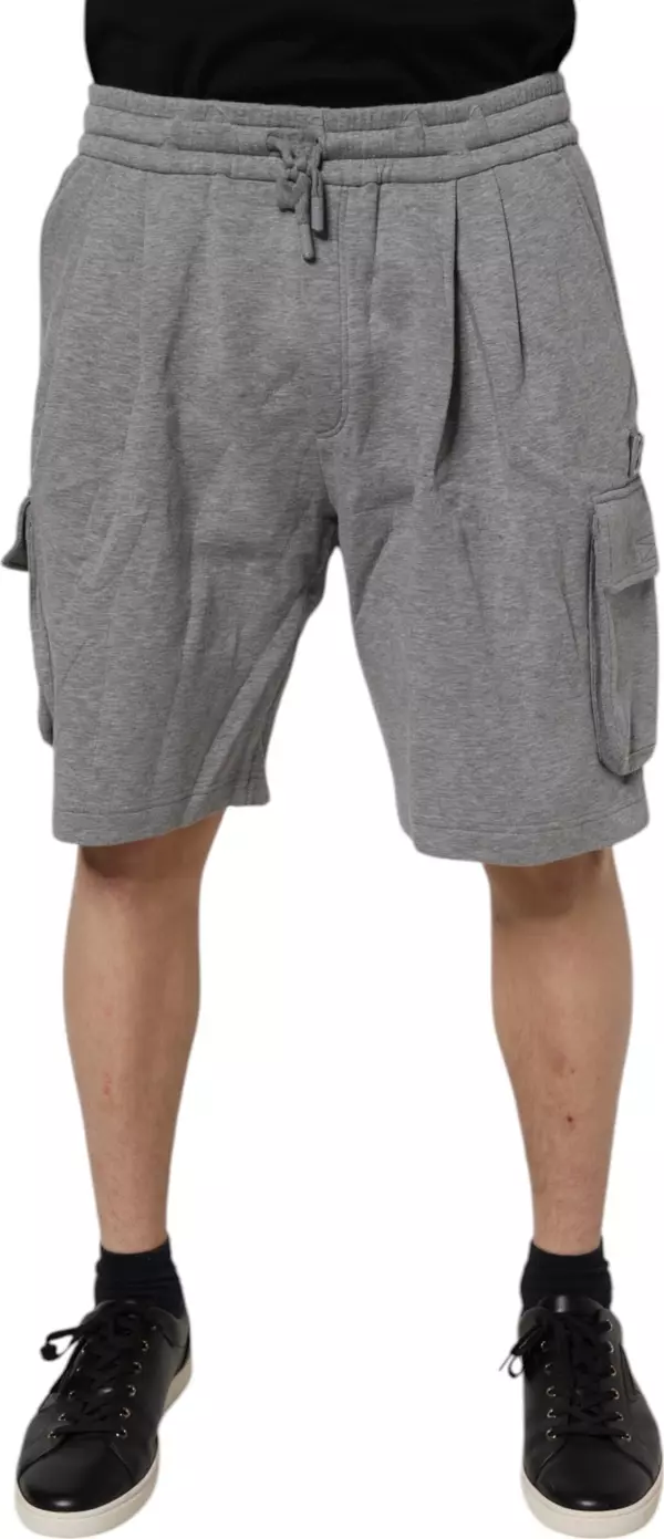 Gray Cotton Cargo Bermuda Sweatshorts Shorts