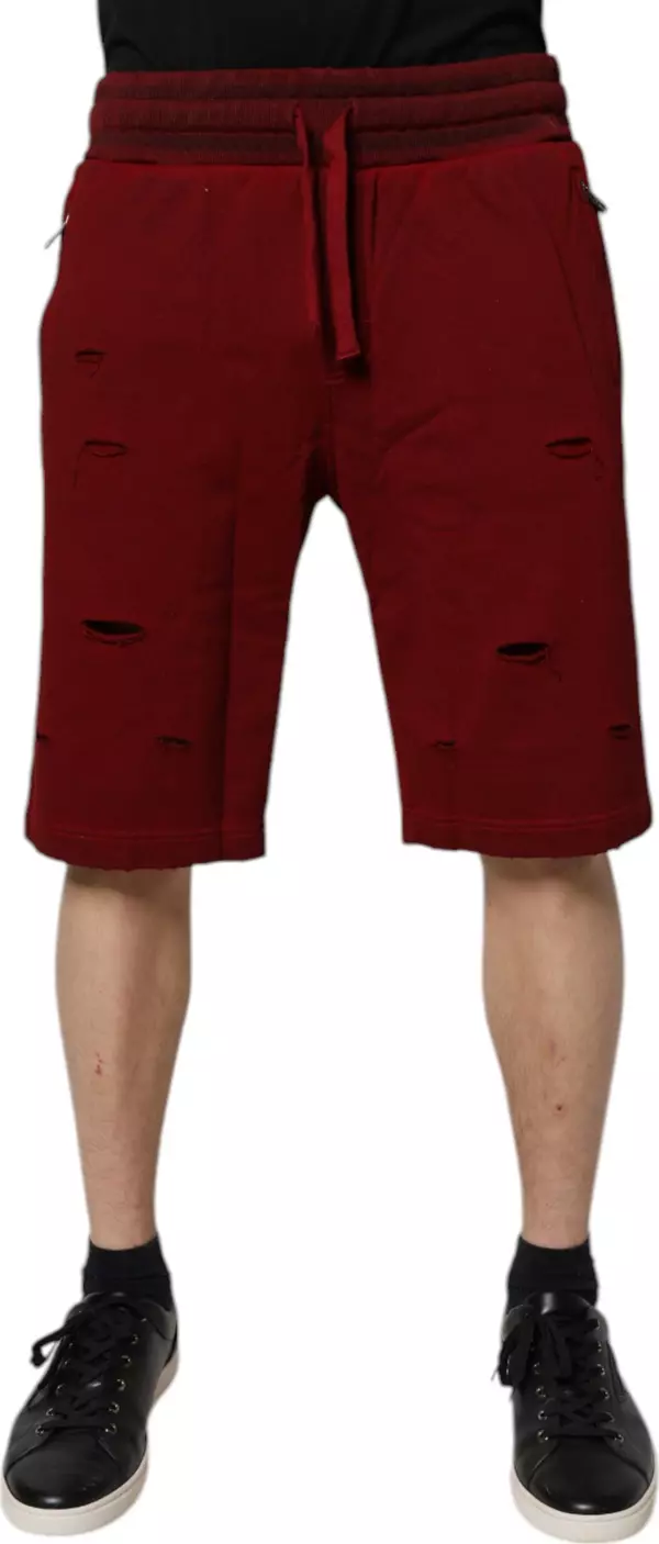 Bordeaux Cotton Bermuda Men Sweatshorts Shorts