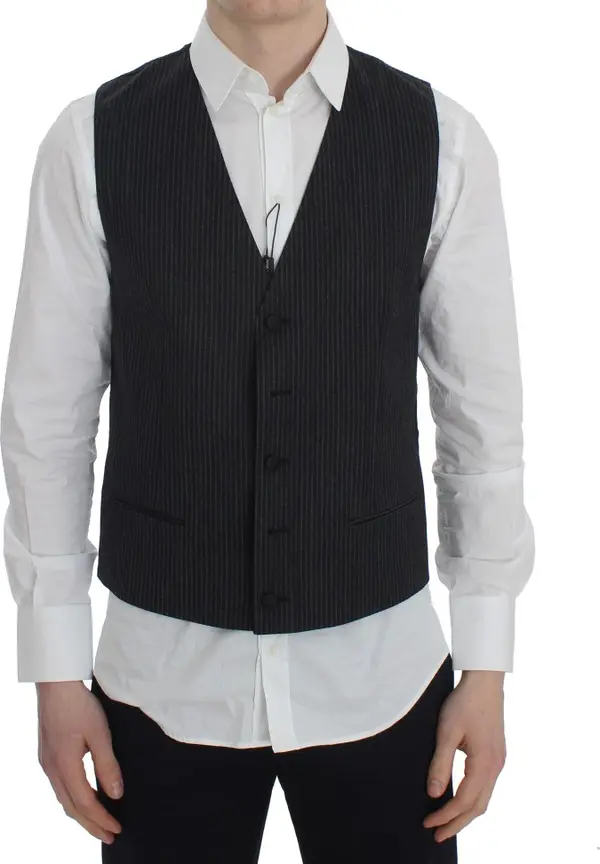 Gray Striped Formal Vest