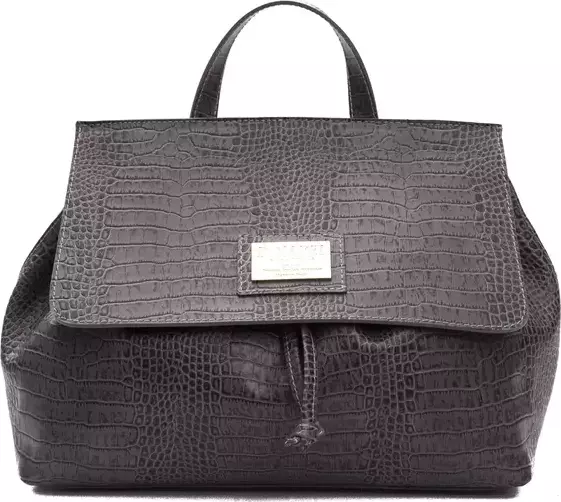 Gray Leather Women Shoulder Bag