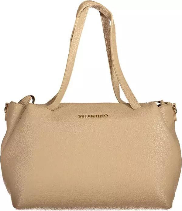 Beige Polyurethane Women's Bag with Adjustable Shoulder Strap