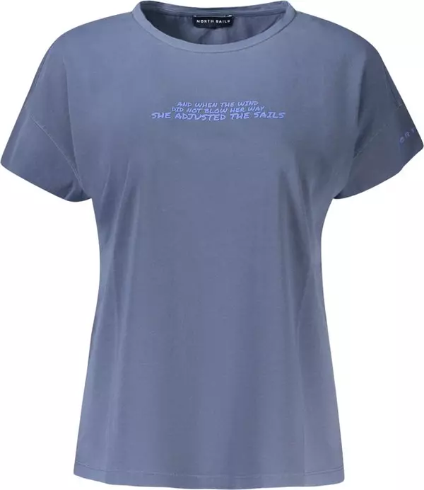 Blue Cotton Women T-Shirt