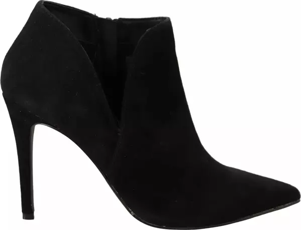 Black Suede Leather Stiletto Heels Boots Shoes