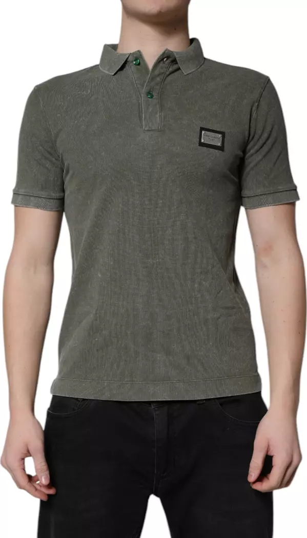 Army Green Logo Plaque Cotton Polo Shirt T-shirt