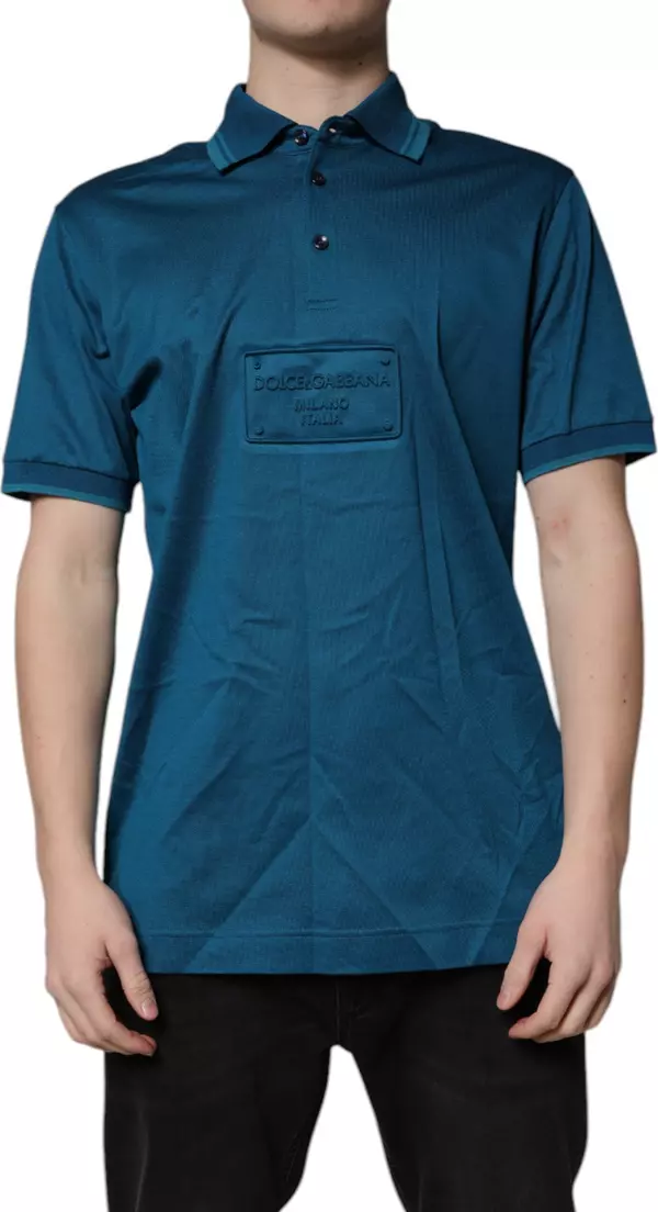 Blue Logo Cotton Men Polo Shirt T-shirt