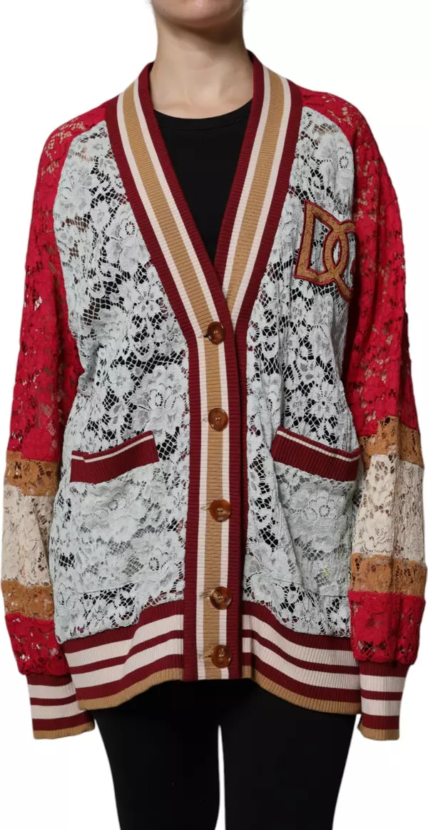 Multicolor Floral Lace Cardigan Sweater