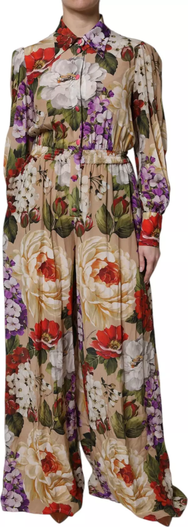 Multicolor Floral Wide Leg Jumpsuit Dress