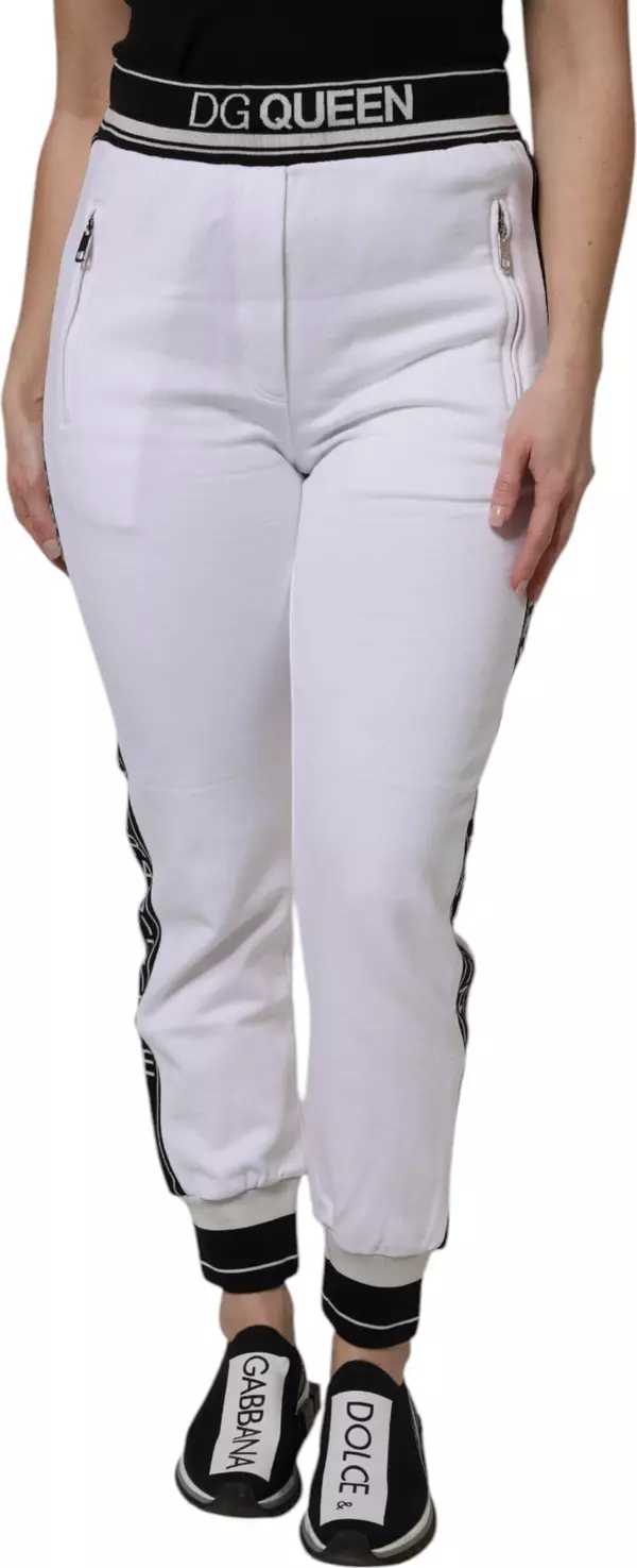 White Cotton Stretch Jogger Sweatpants Pants