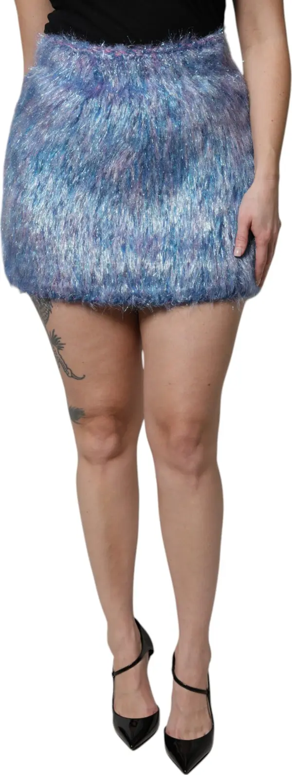 Multicolor Plush High Waist Mini Skirt