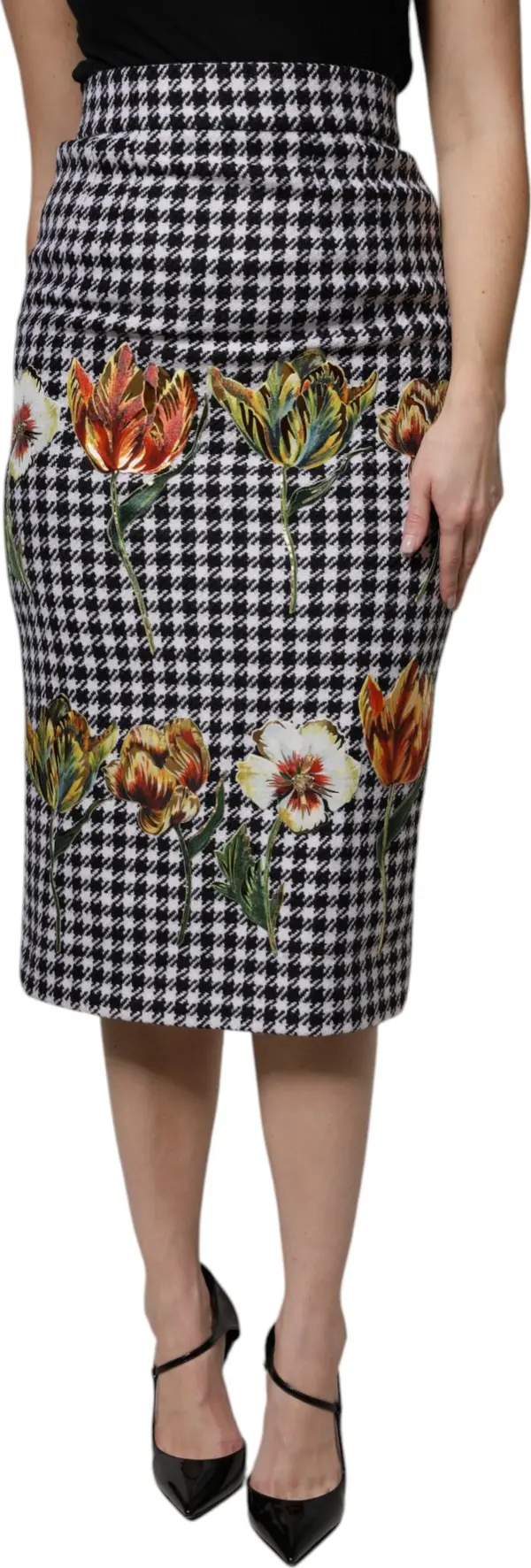 Multicolor Floral Print High Waist Pencil Cut Skirt