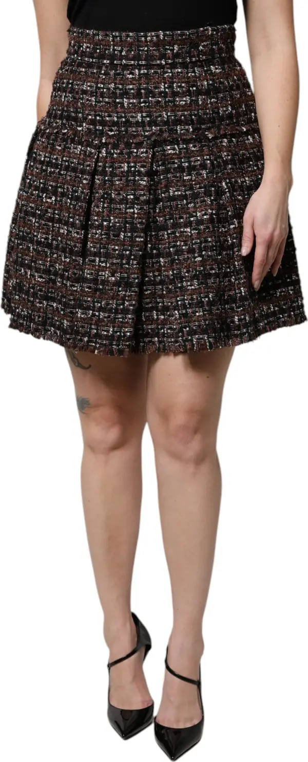 Multicolor High Waist Tartan Tweed Mini Skirt