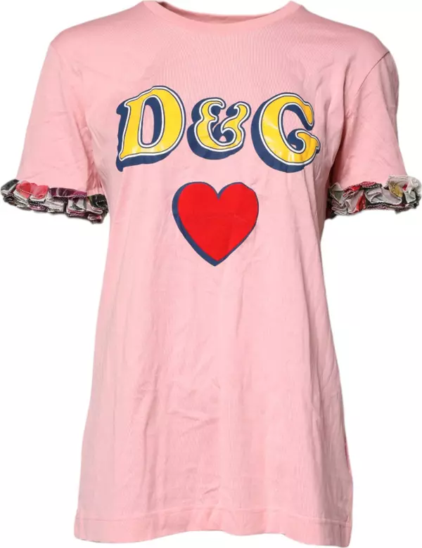Pink Logo Print Cotton Crew Neck Tee T-shirt