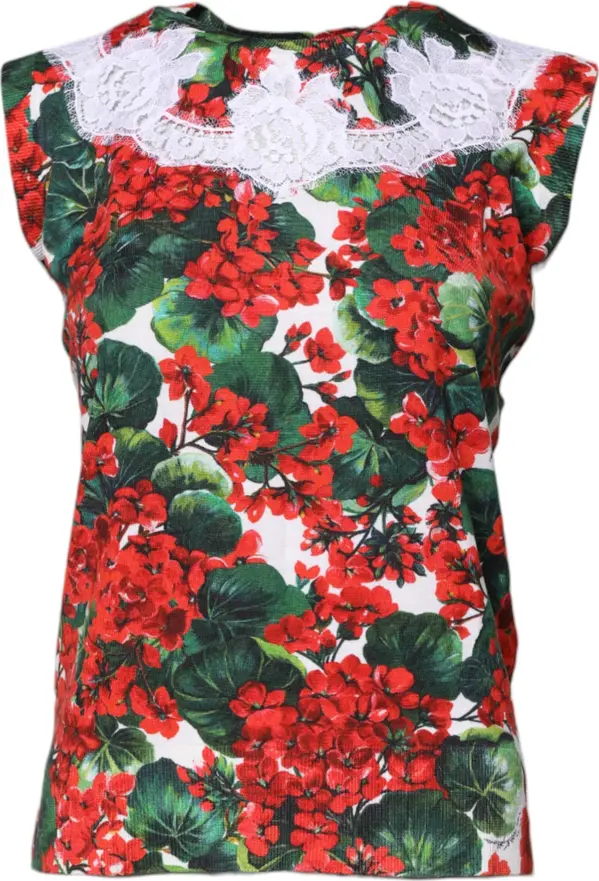 Multicolor Floral Lace Sleeveless Tank Top
