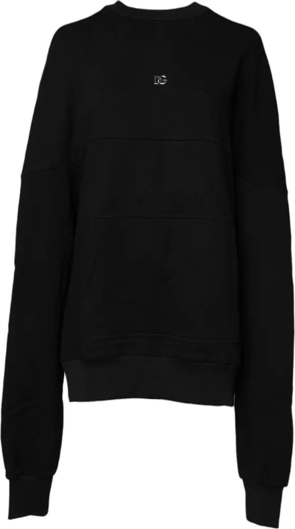 Black Cotton Crew Neck Sweatshirt Sweater