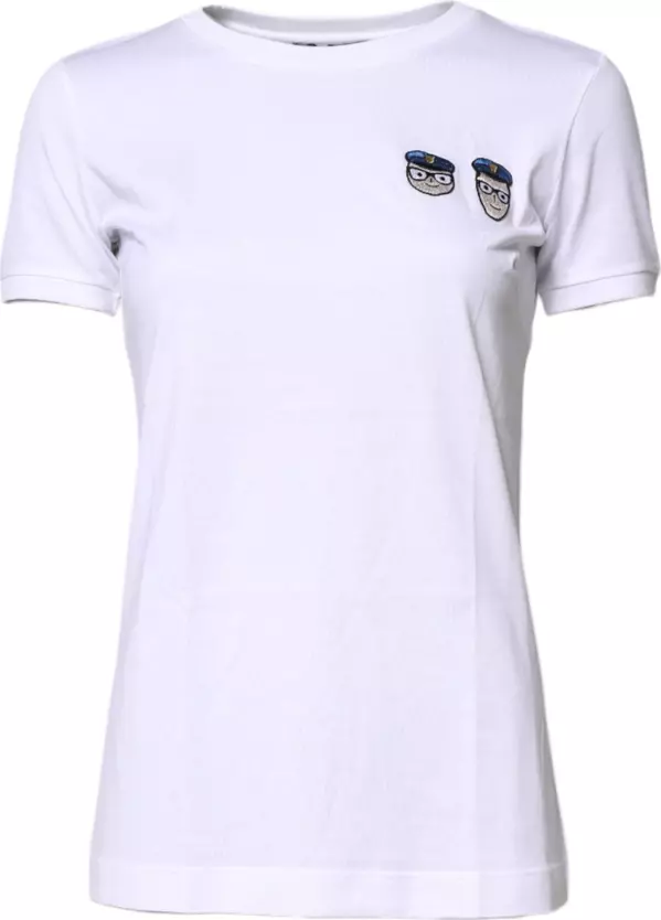 White #DGFamily Cotton Crew Neck T-shirt