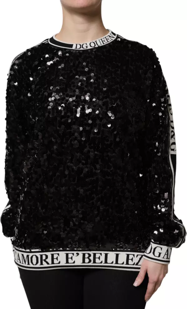 Black DG Queen Sequin Pullover Sweater