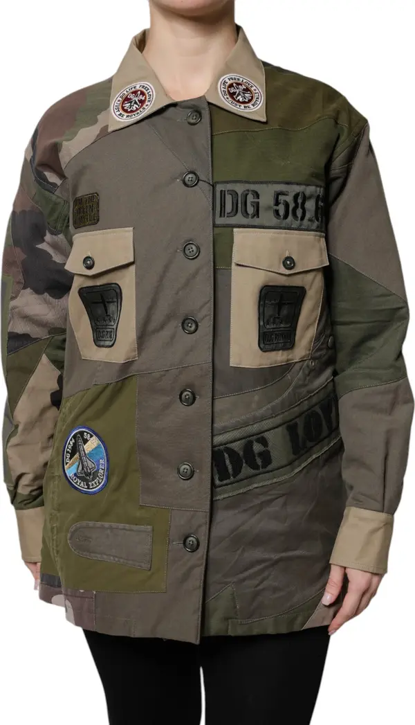 Military Green Cotton Button Down Jacket