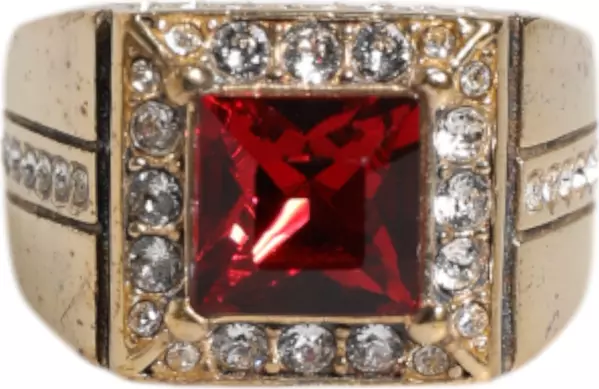 Gold Tone Sterling Silver 925 Crystals Ring