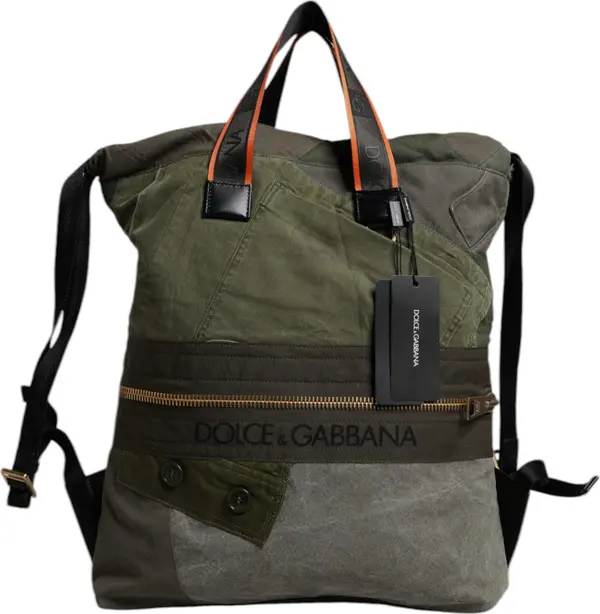 Military Green Patchwork Rucksack Backpack Bag