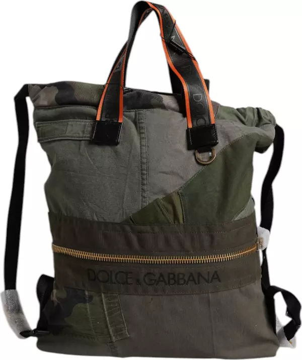 Military Green Patchwork Rucksack Backpack Bag