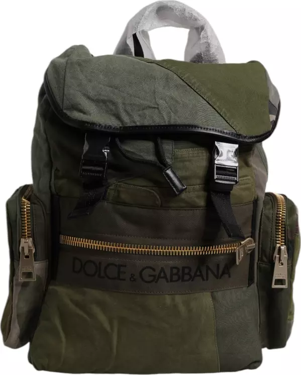 Military Green Patchwork Travel Backpack Bag