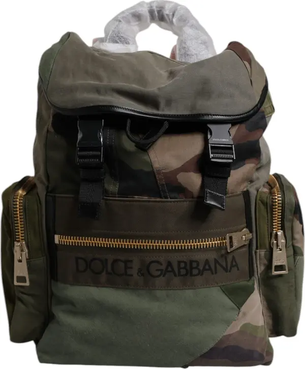 Military Green Patchwork Travel Backpack Bag