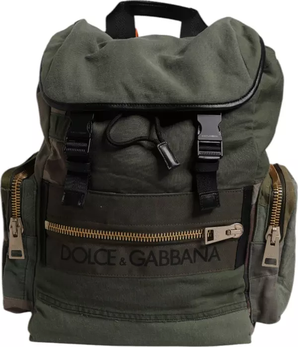 Military Green Patchwork Travel Backpack Bag