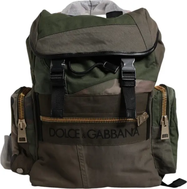Military Green Patchwork Travel Backpack Bag