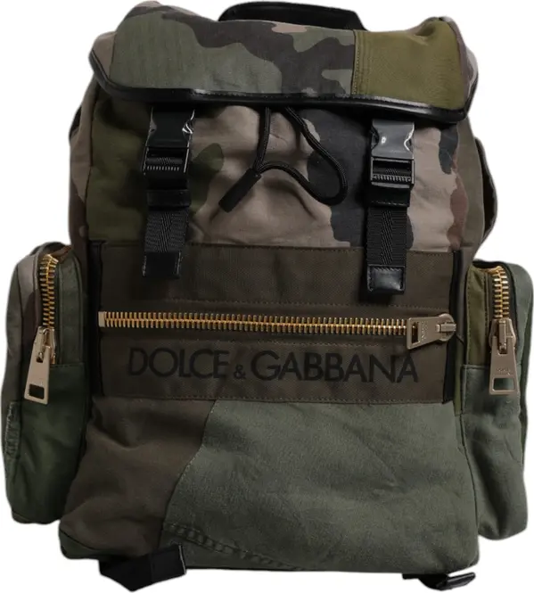Military Green Patchwork Travel Backpack Bag