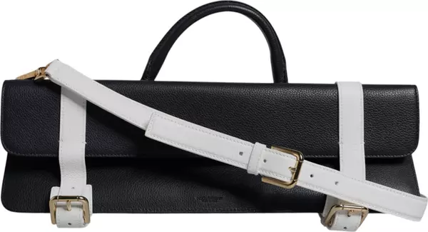Blue White Calfskin Leather Crossbody Shoulder Bag