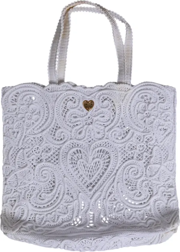 White Cordonetto Lace Beatrice Tote Shopping Bag