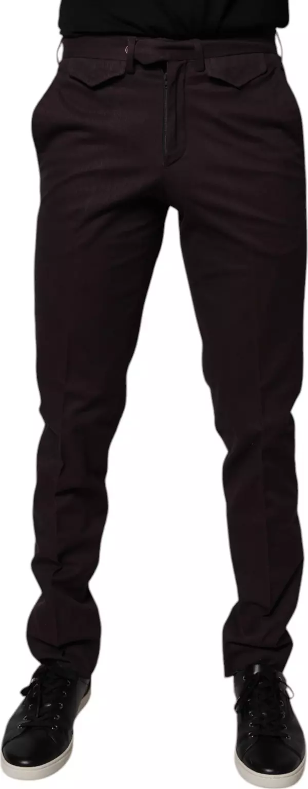 Brown Pure Cotton Slim Fit Men Dress Pants