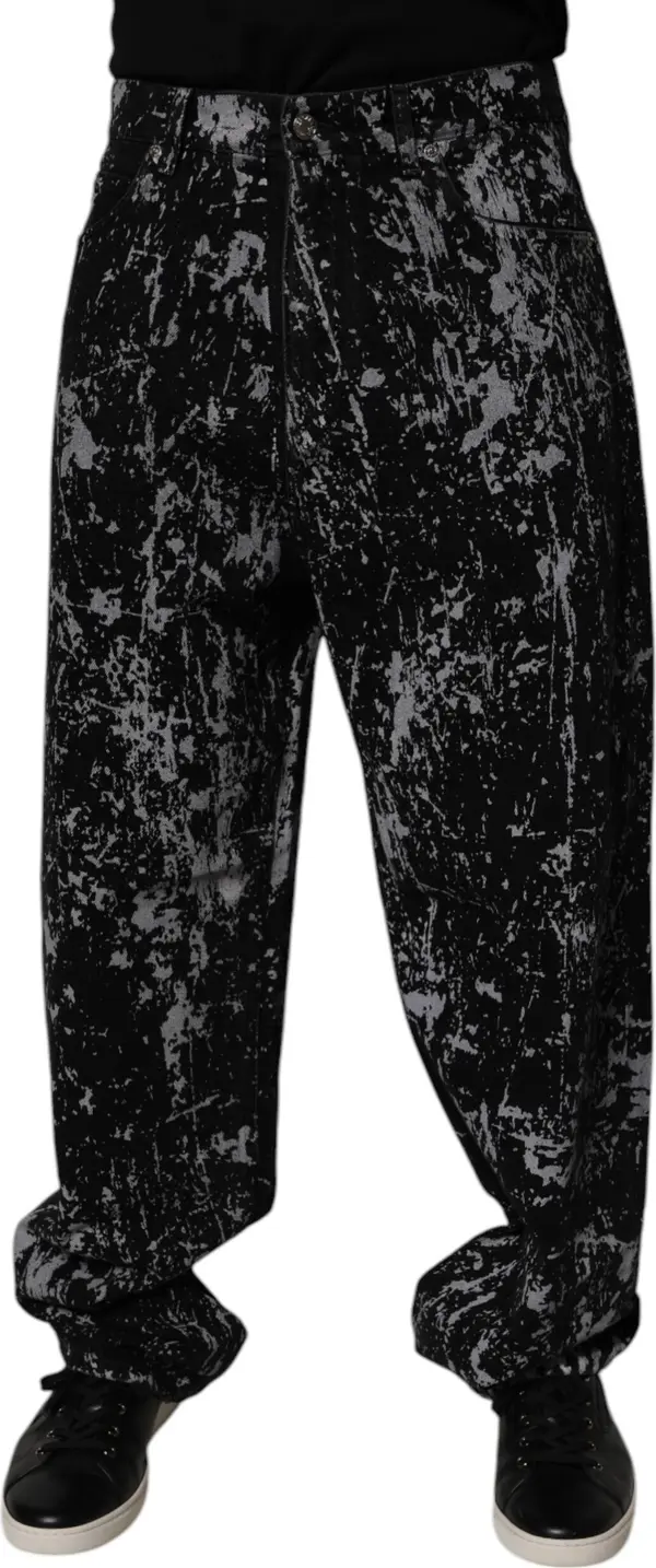 Black Tie Dye Cotton Straight Men Denim Jeans