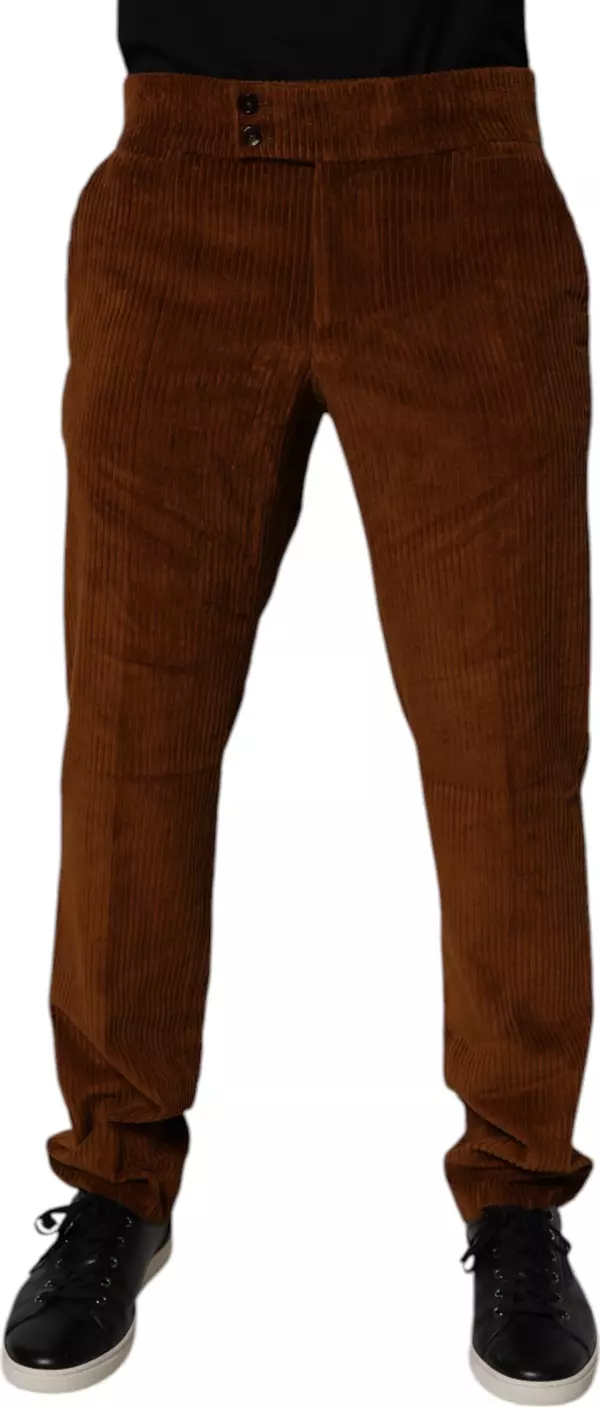 Dark Brown Corduroy Cotton Skinny Denim Jeans