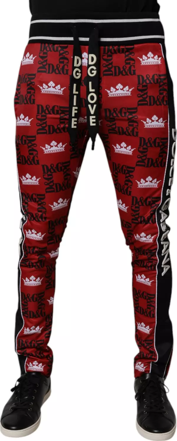 Red Crown Logo Monogram Men Sweatpants Pants
