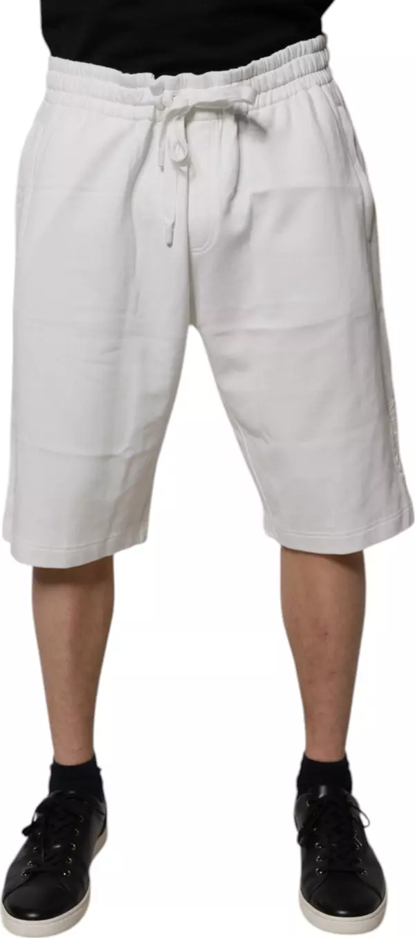 White Cotton Sweatshorts Men Bermuda Shorts