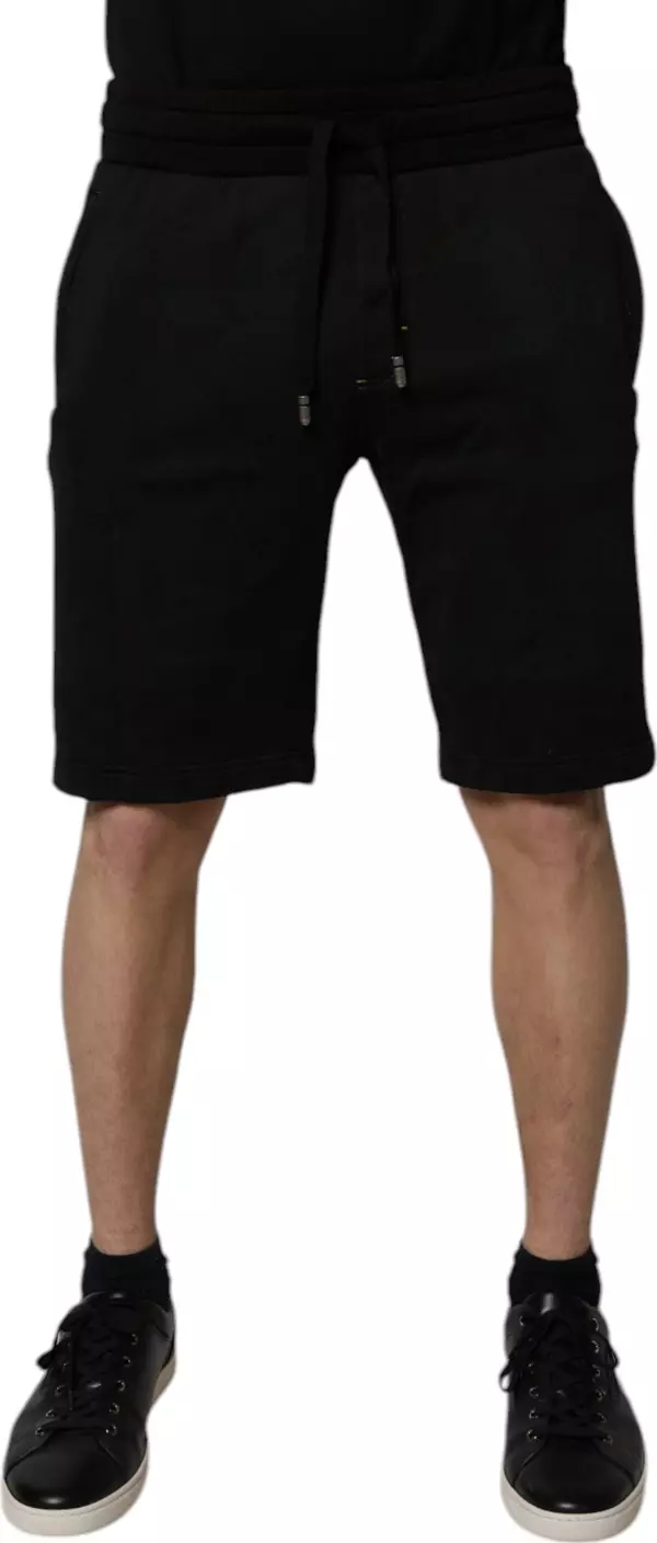 Black Cotton Sweatshorts Men Bermuda Shorts