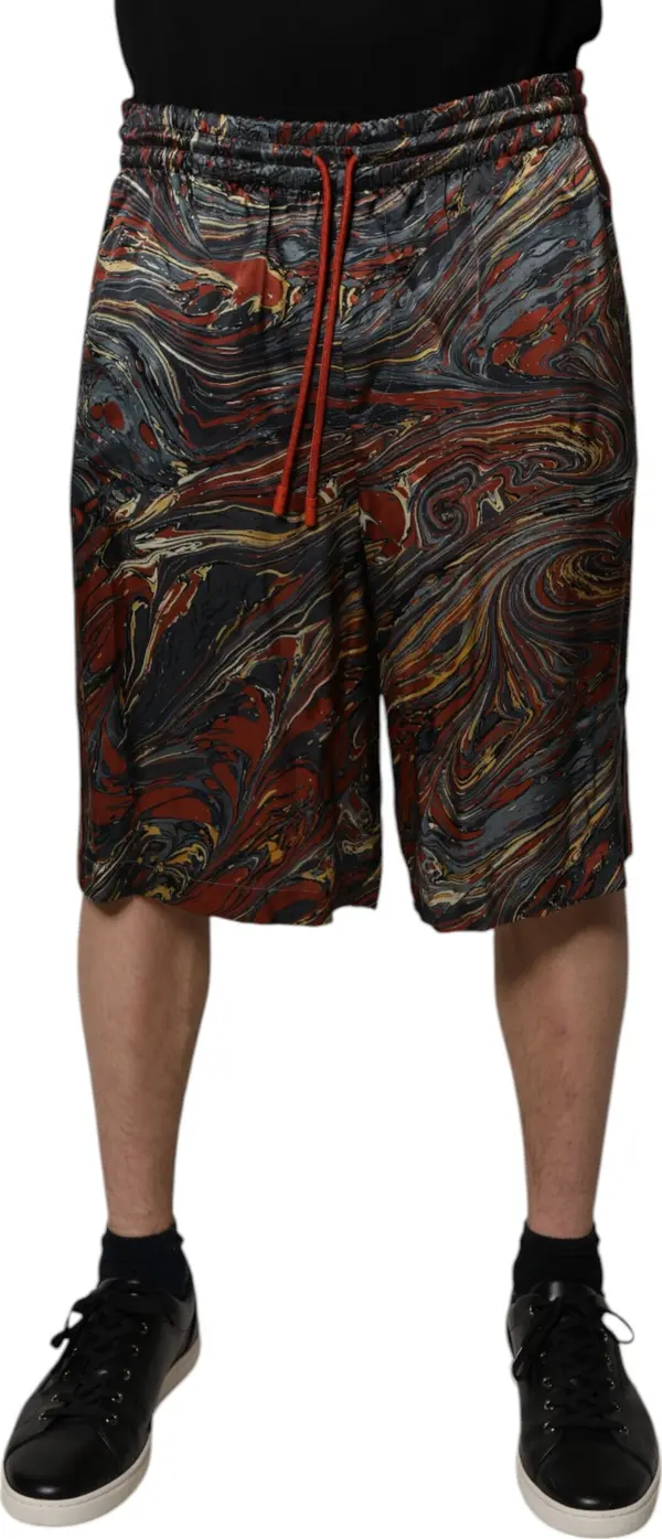 Multicolor Marble Print Trouser Bermuda Shorts