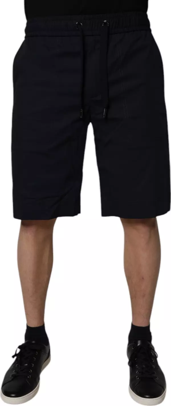 Black Cotton Sweatshorts Men Bermuda Shorts