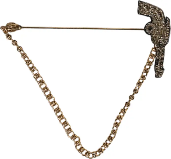 Black Gold Brass Copper Revolver Brooch Lapel Pin