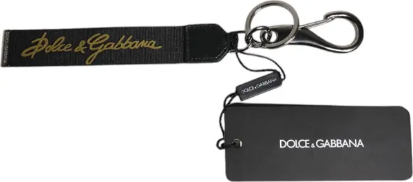 Black Logo Nylon Silver Brass Men Holder Keychain Keyring