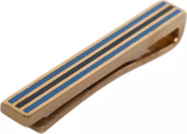 Gold Tone Brass Logo Branded Tie Clip Bar