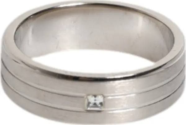 Silver Tone Brass Clear Crystal DG Logo Ring